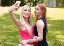 Blonde and redhead lesbians fuck