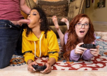 A Gamer Girl Threesome Action Porn